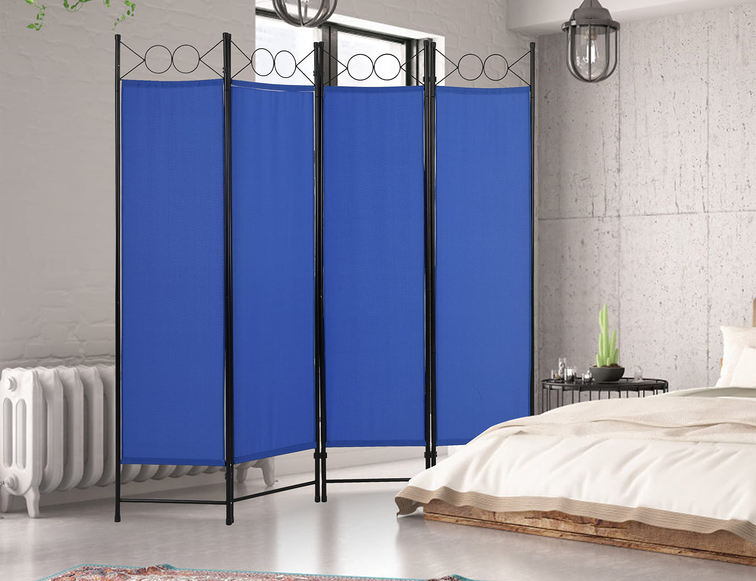 Room Divider, 4 Panel Fabric Room Partitions and Dividers with Steel Frame, 5.6 FT Tall Freestanding Portable Wall Divider for Room Separation,