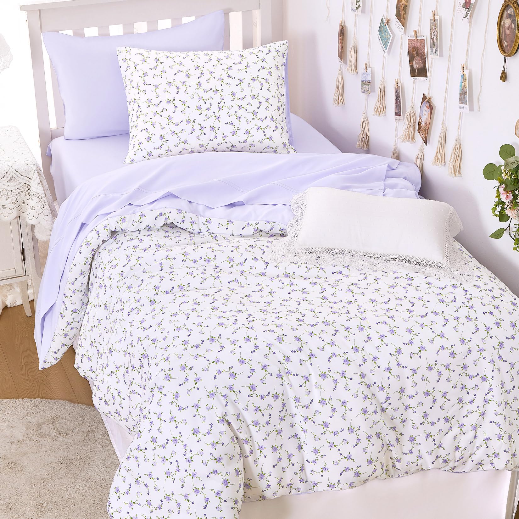 Wake In Cloud Floral Comforter Set - Cottagecore Pink -8 Wake In Cloud Floral Comforter Set - Cottagecore Pink -8