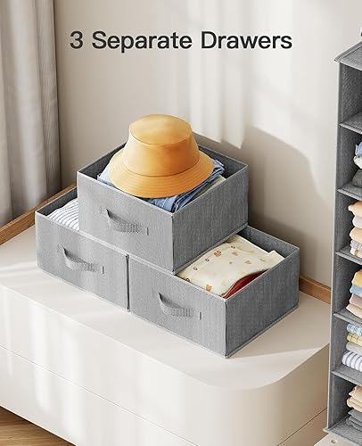 Miniatura 6 de Pipishell Organizador colgante de armario con 6 estantes, estantes colgantes para armario con 3 cajones extraíbles y bolsillos laterales para