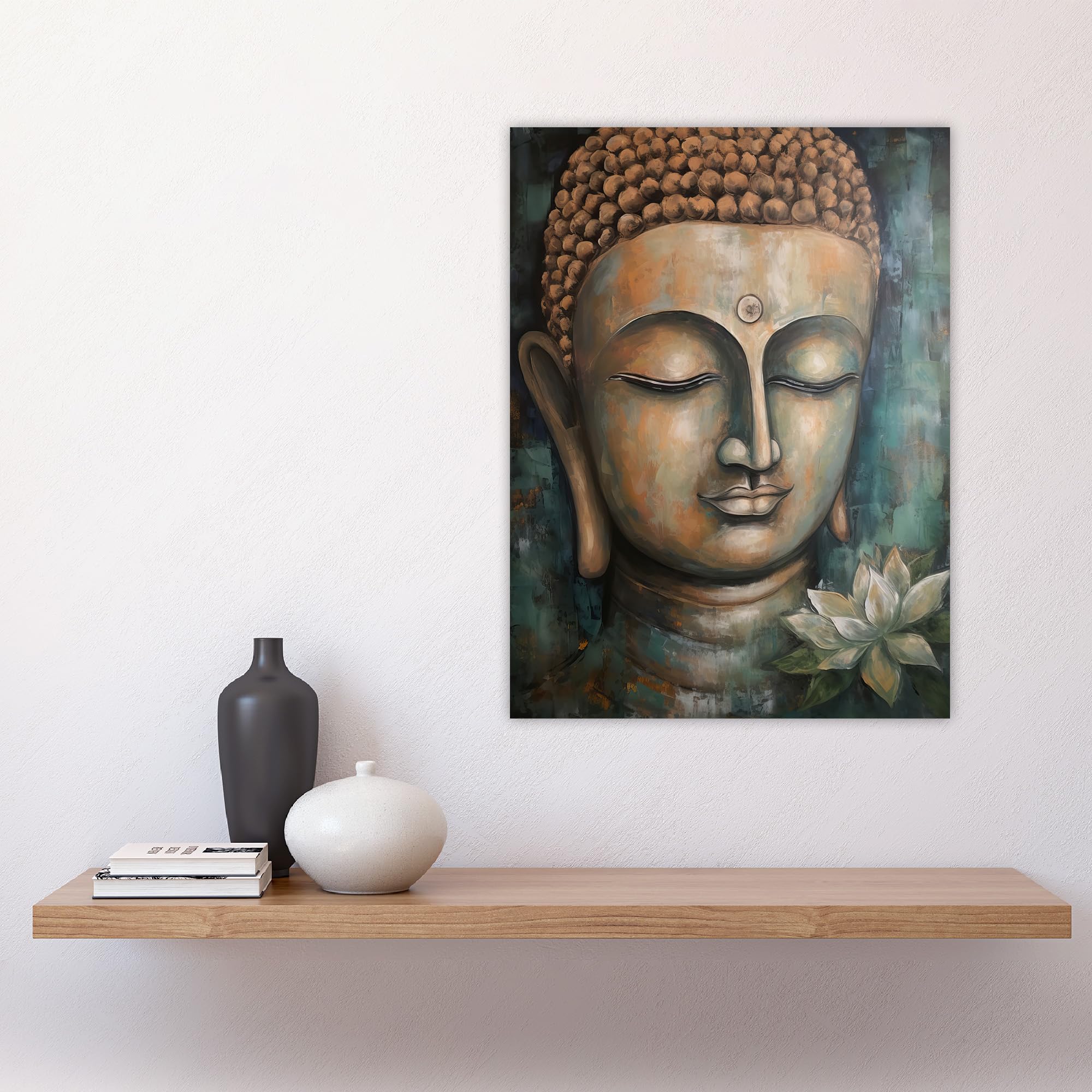 Artery8 Spiritual Meditation Buddha Face Lotus Flower Acrylic Painting Relaxation Spa Treatment Room Art Large Wall Art Poster Print Thick Paper 18X24 Inch - Image 4
