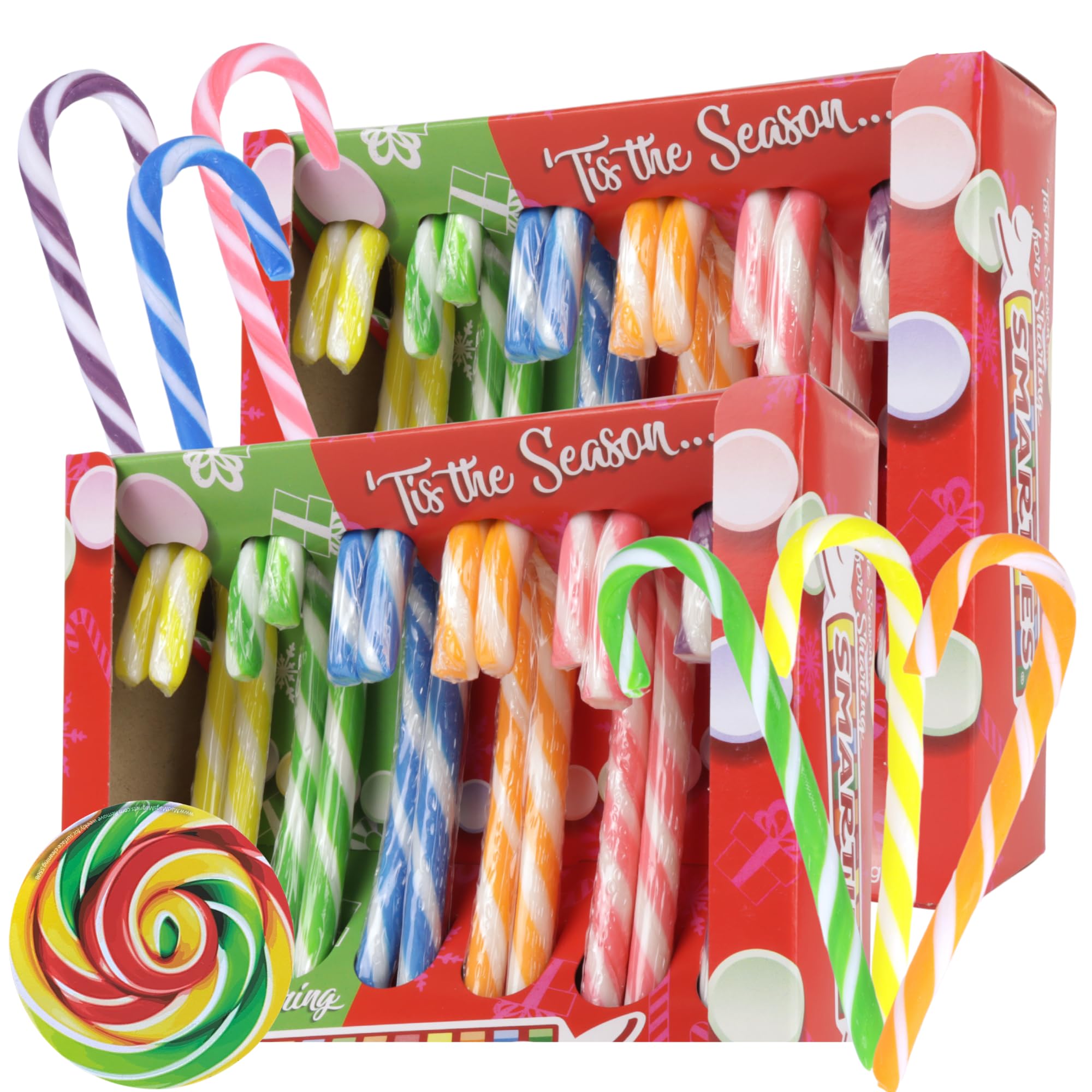 Fruit Flavored Candy Canes, Christmas 2025 Stocking Stuffers, Individually Wrapped, 24 Pieces