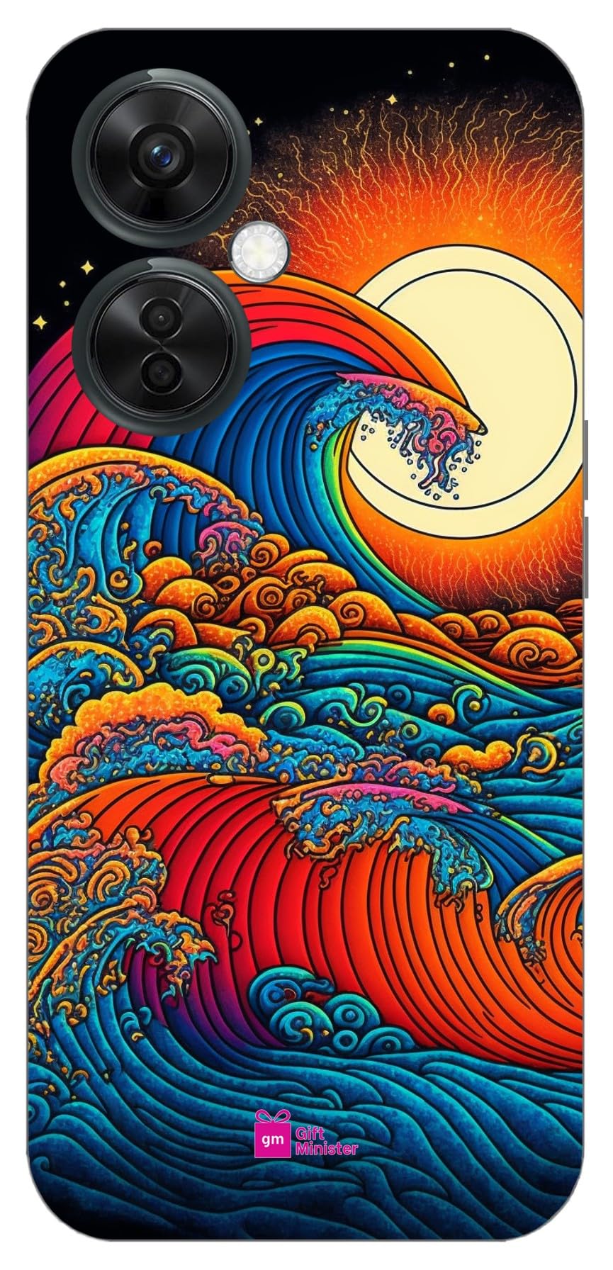 Gift MinisterSoft Designer Mobile Case for One Plus Nord Ce3 Lite 5G Back Cover Chocolate - Random Waves Art Complementary Bright Sun Moon Stars Universe Doodle Dustproof 1Pcs 1701R