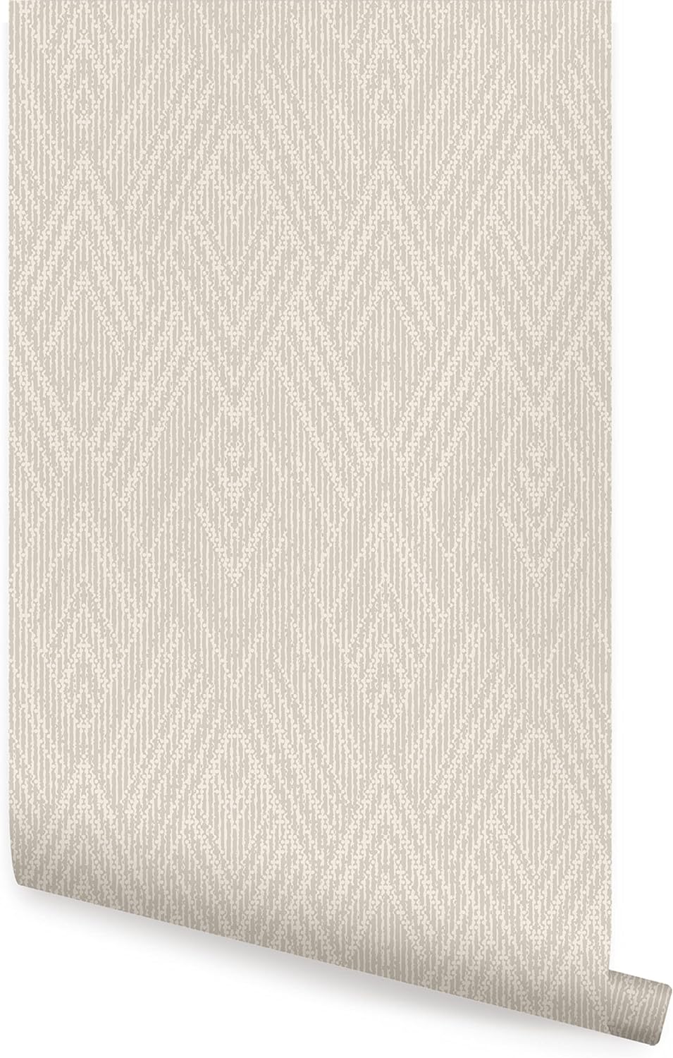 Simple Shapes Woven Look Mixed Chevron Peel and Stick Wallpaper (6 Sheet Pack - 2x9 Feet, Warm Grey)