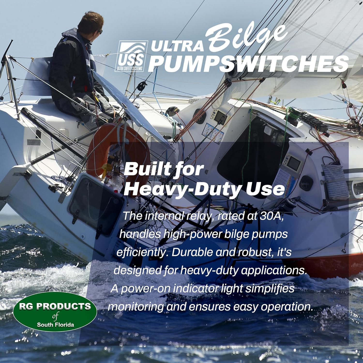 ULTRA Bilge Pumpswitch Mini Float UPS-06, High Water Level Sensitivity Sensor, Reliable Automatic Pump Switch Activation for Boats and Yachts, Durable Construction, 12 Volt - Mini