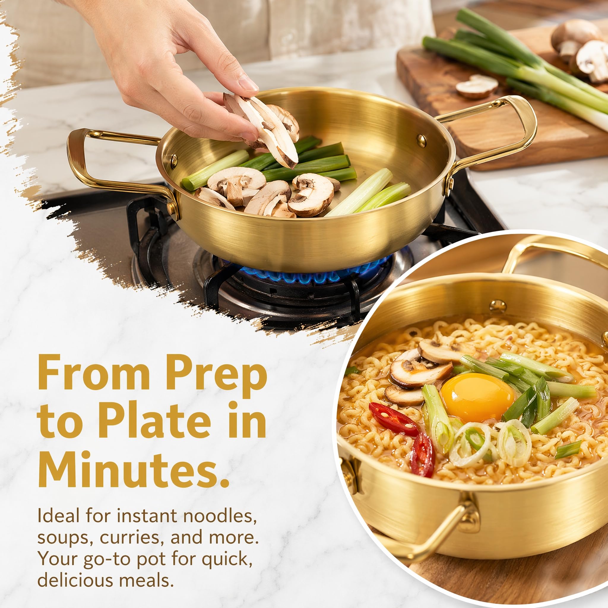 Okllen 3-Piece Korean Ramen Pots - Stainless Steel -6