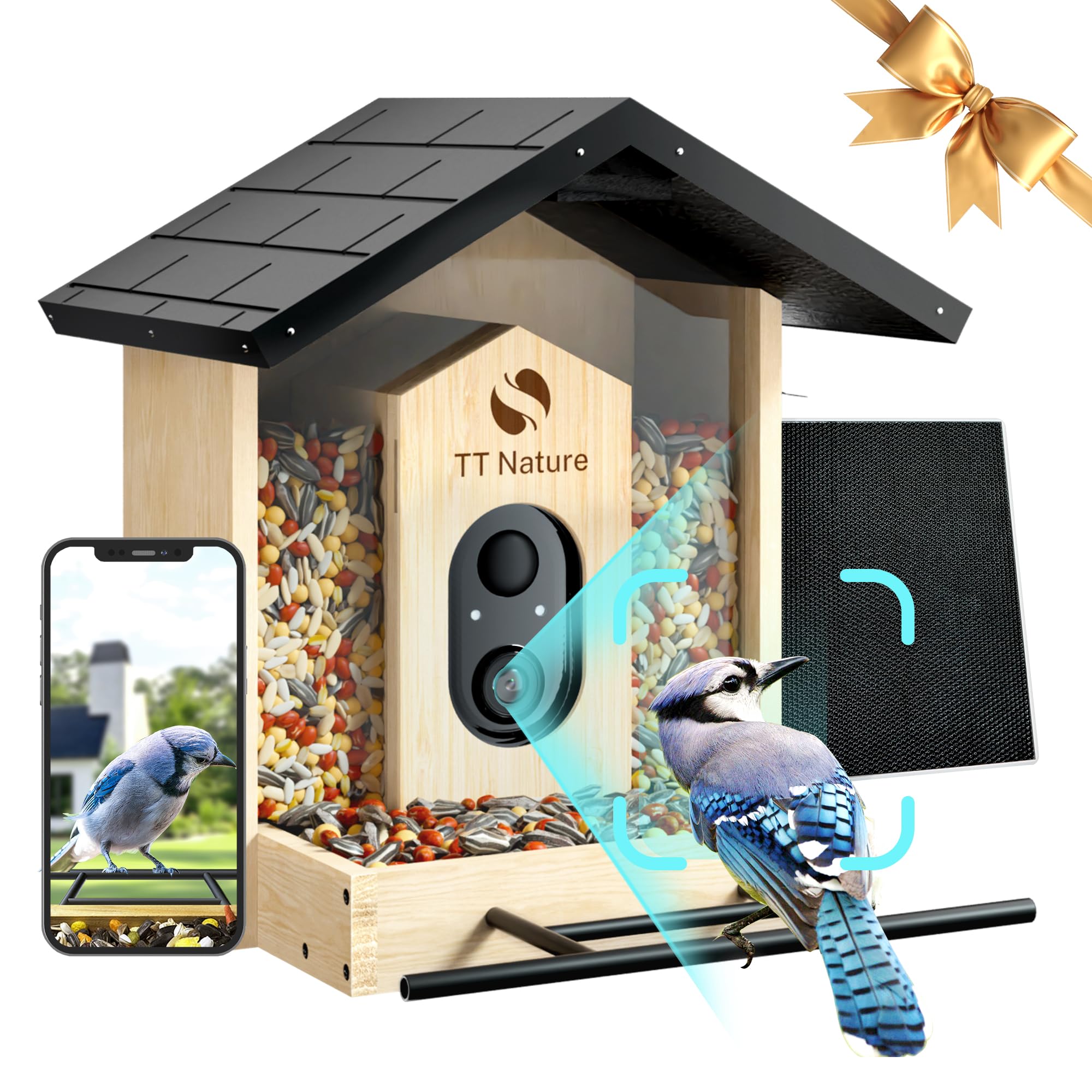 Solar Powered Bird Nest Camera Green Feathers Solar Powered WiFi
