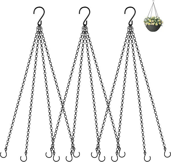 3 Pack, 23 Inch Hanging Baskets Chain, Hanging Chains with Hooks Flower Pot Chain Replacement Plant Hangers for Planters, Bird Feeders and Lanterns(Black)…