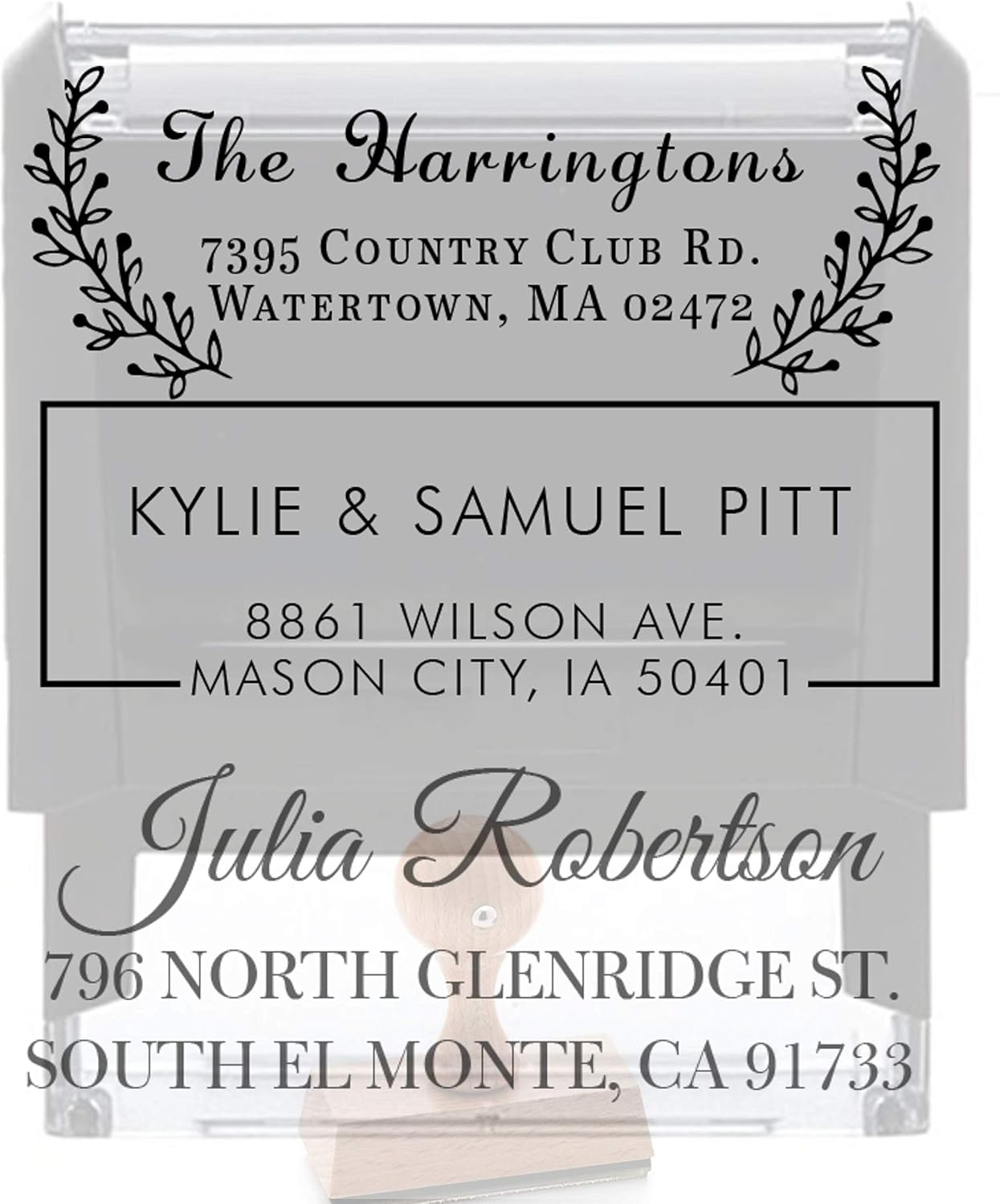 20 Designs to Choose!! Personalized - Address Stamp - Customized Stamp - Self-Inking Return Address Mail 3 Lines Custom Address Stamper - Black Red ...