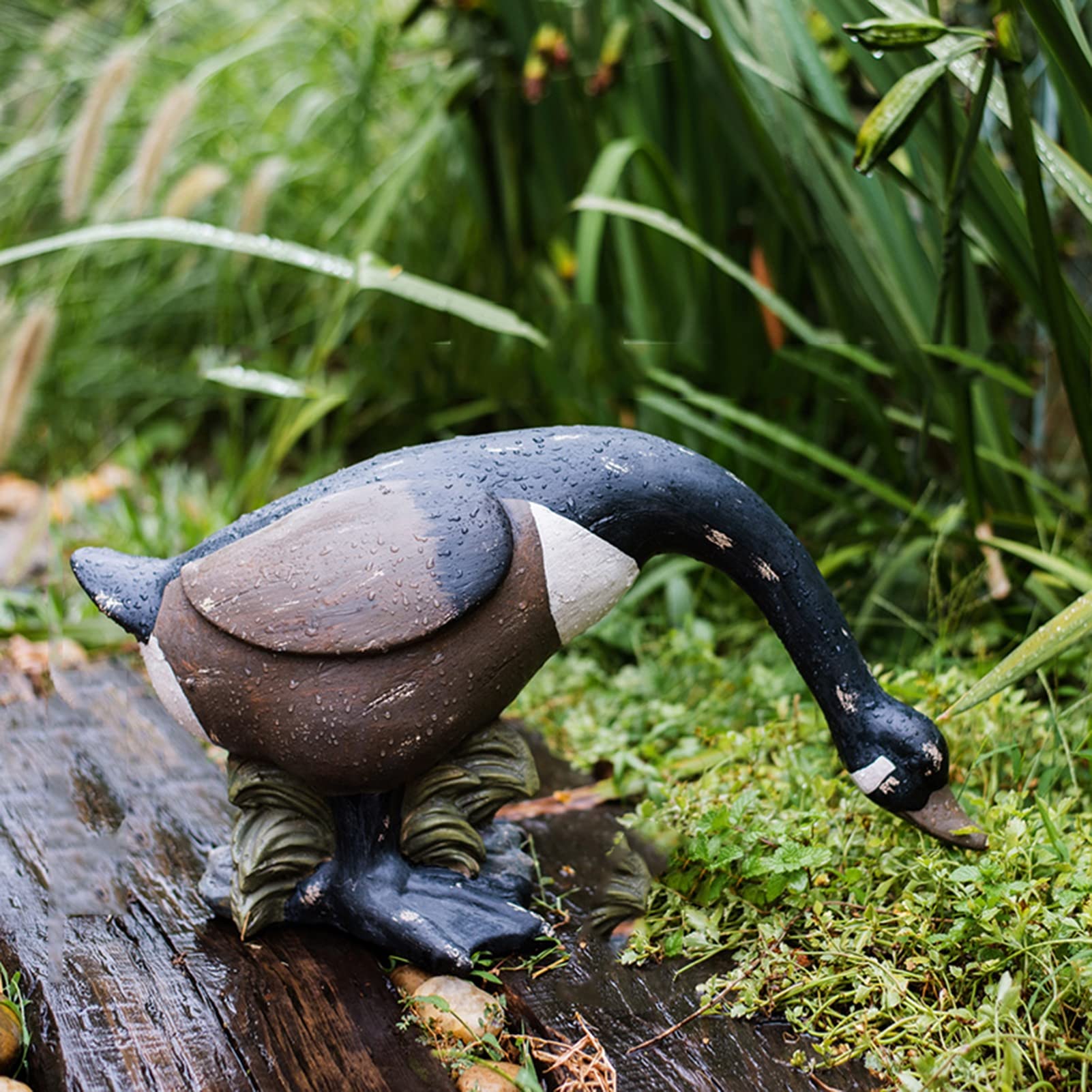 PUPAYA Anatra Scultura Da Giardino, Figurina Animale Statua in Ossido Di Magnesio, Ornamenti da Anatra per Prati, Patii, Terrazze E Stagni Decorativi,Head down