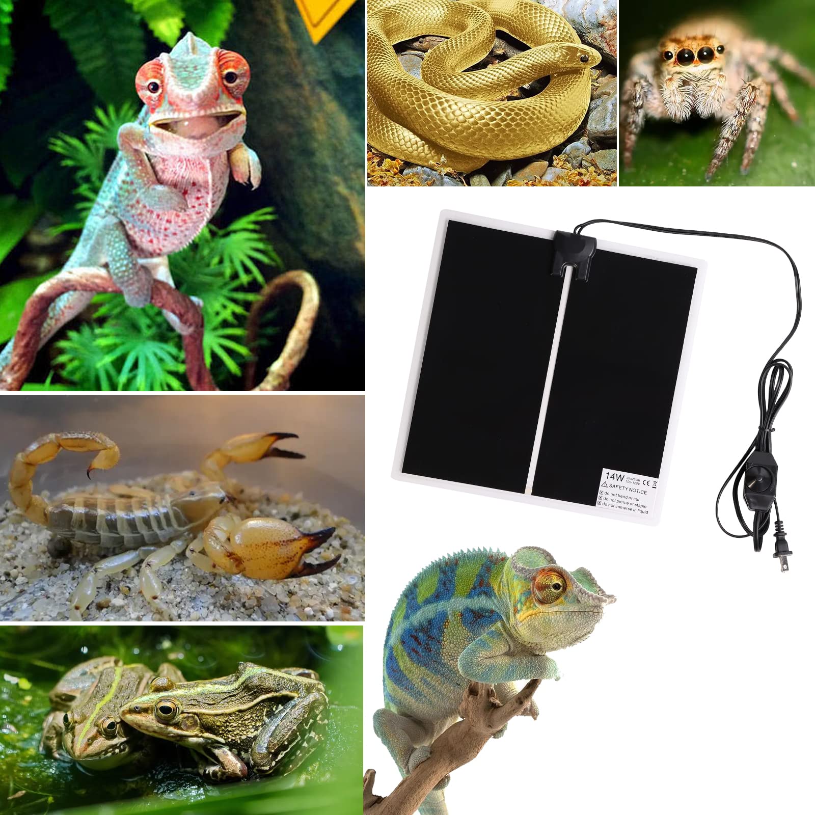 Crested Gecko Tank Accessories Waterproof Reptile Heat Mat (7W/14W