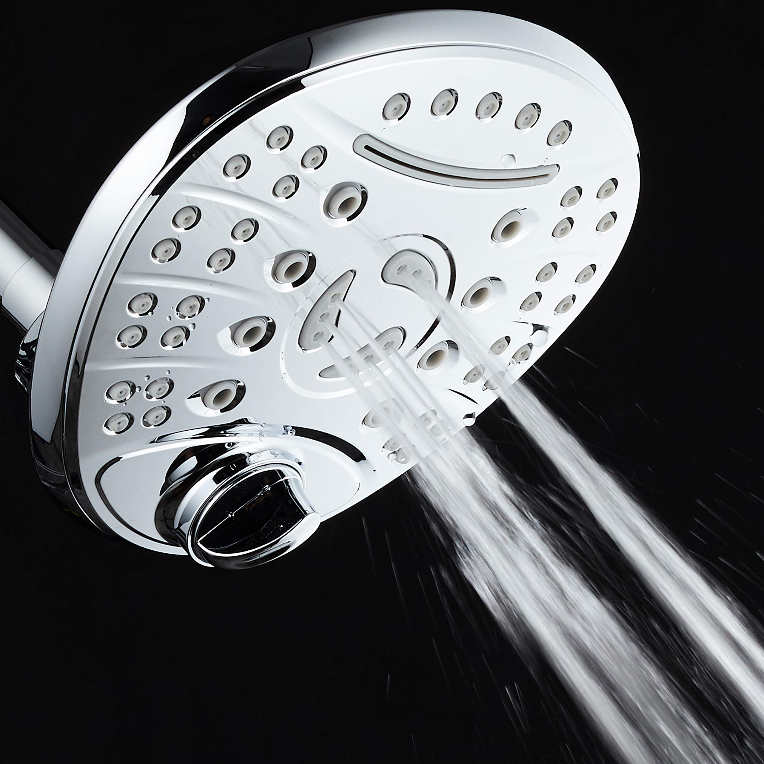 DreamSpa Alcachofa de ducha de alta presión de 7 pulgadas de lujo con cascada – Moderno ajuste de altura alta con interruptor de control de flujo de bajo alcance, acabado cromado – Top American Brand