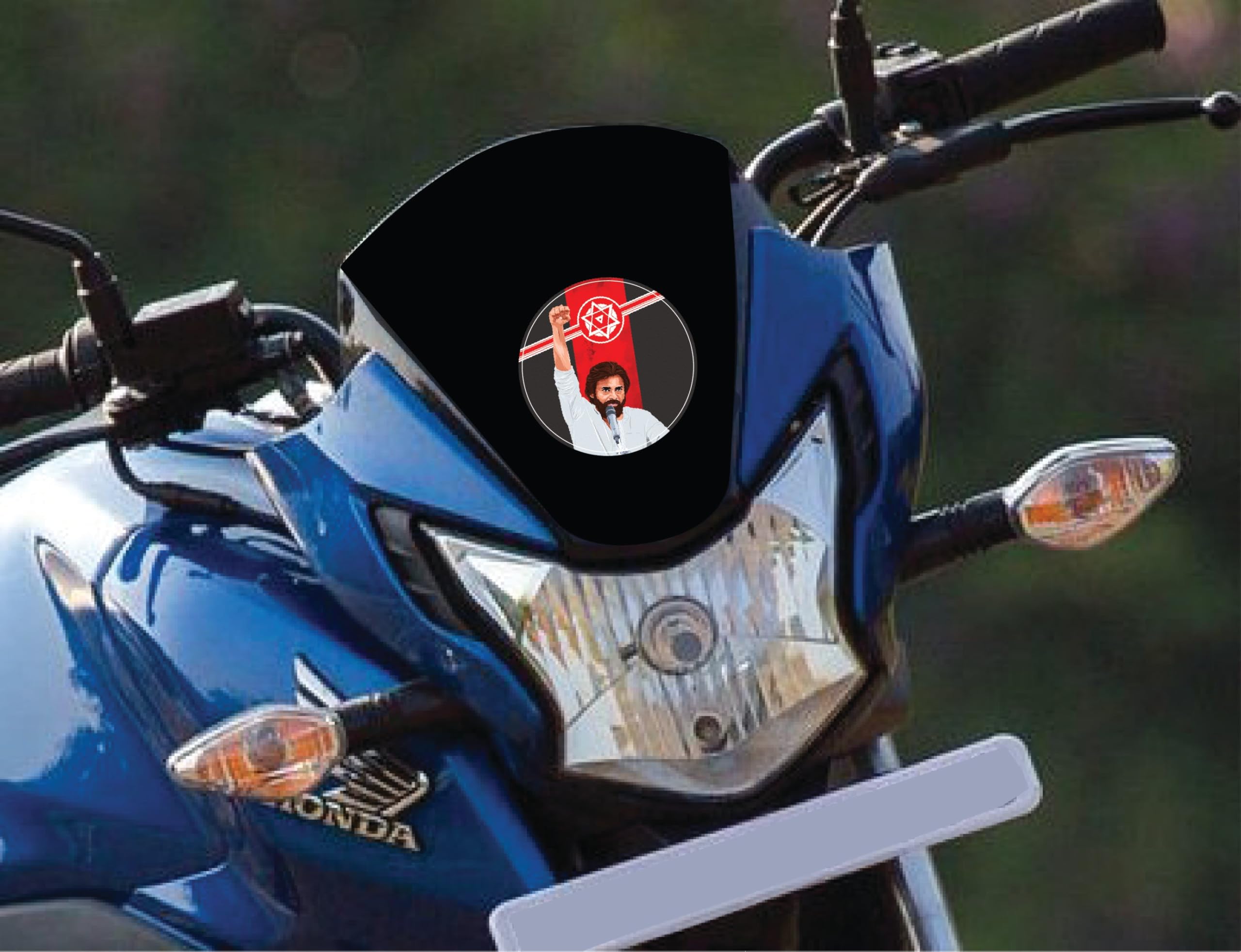 PEACOCKRIDE The Leader-Pawan Kalayan I Jana Sena Party I JSP I Bike Sticker (PVC Vinyl)