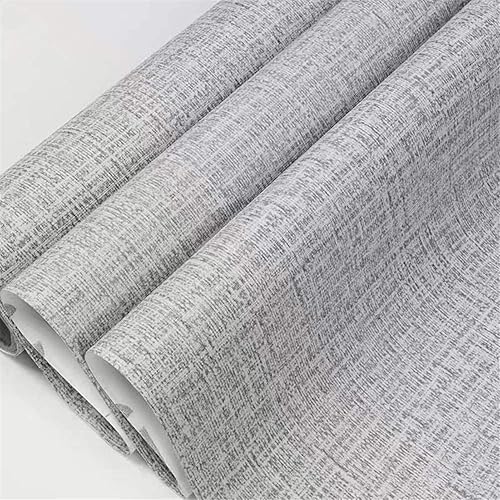Yancorp 24inch Wide Gray Textured Fabric Wallpaper Faux Grasscloth Grey Peel and Stick Wallpaper Self-Adhesive Wallpaper Linen Removable Wallpaper Cabinets Counter Top Liners