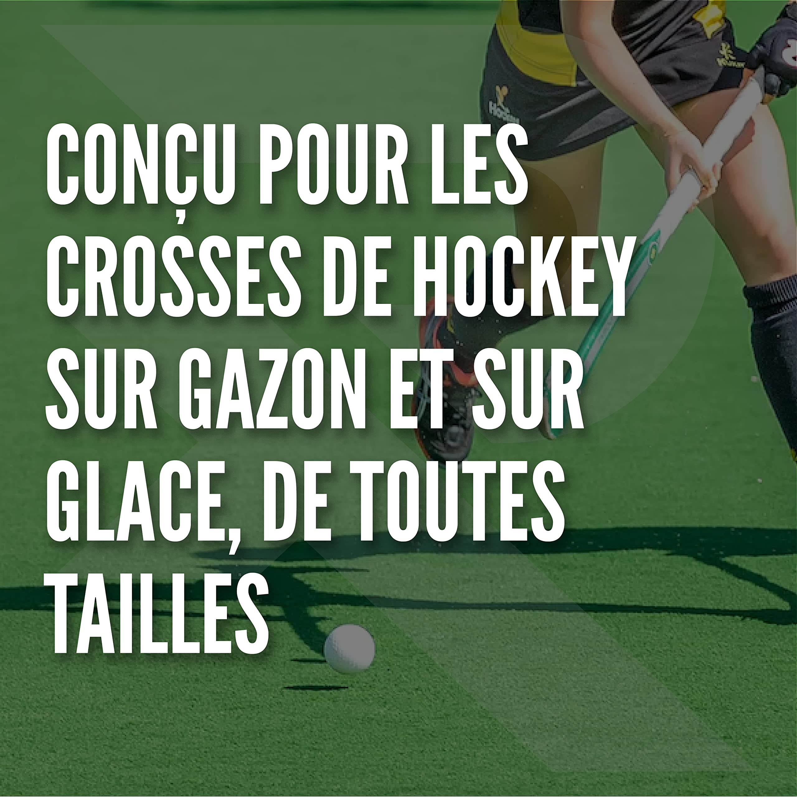 Raquex Grip adhésif molletonné en PU pour Crosse de Hockey Ultra Collant, Doux et Absorbant. Dos Auto-adhésif. Extra Long (Noir)