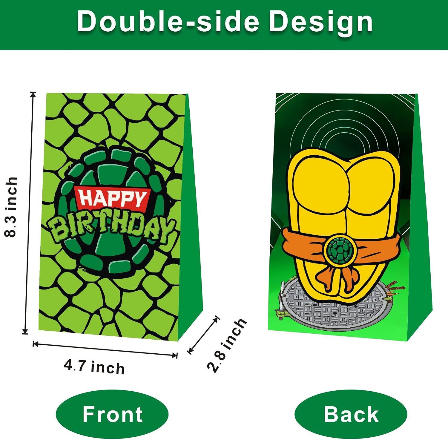 FFGJA 12pcs Cartoon For Turtles Party Gift Bags with Handles,Cartoon Birthday Party Supplies for Party Decorations. image 2