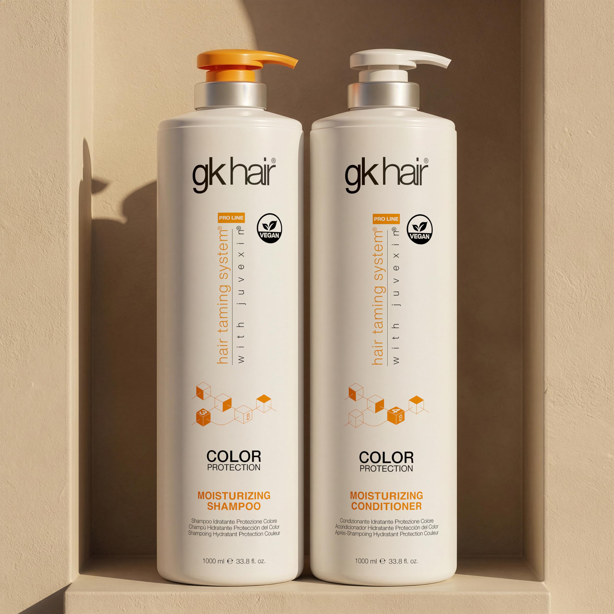 GK HAIR Global Keratin Moisturizing Shampoo & Conditioner Sets 1000ml Para Daños Secos Tratados Con Color Rizado Frizzy Orgánico Sin sulfato de parabenos Uso diario después de una limpieza profunda