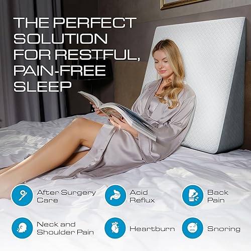 Miniatura 7 de Almohada de cuña para cama extra ancha o extra grande (31 pulgadas x 33 pulgadas) parte superior de espuma viscoelástica y cubierta de jacquard