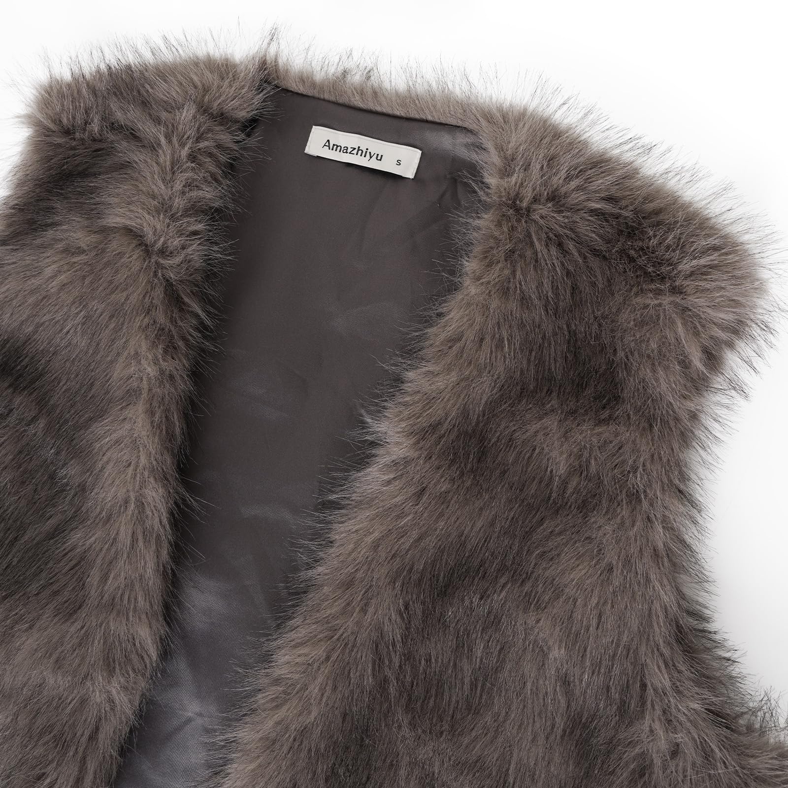 Amazhiyu Gilet en fausse fourrure pour femme, gilet d'hiver sans manches en fausse fourrure, cardigan décontracté ouvert sur le devant, gilet léger en fourrure