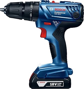 Bosch Professional GSB 180-LI, 18V Cordless Impact Drill Driver, 1.5/ 13 mm with 2 x 2Ah Li Batteries, 1 x GAL 18V-20 Charger & Carrying Case