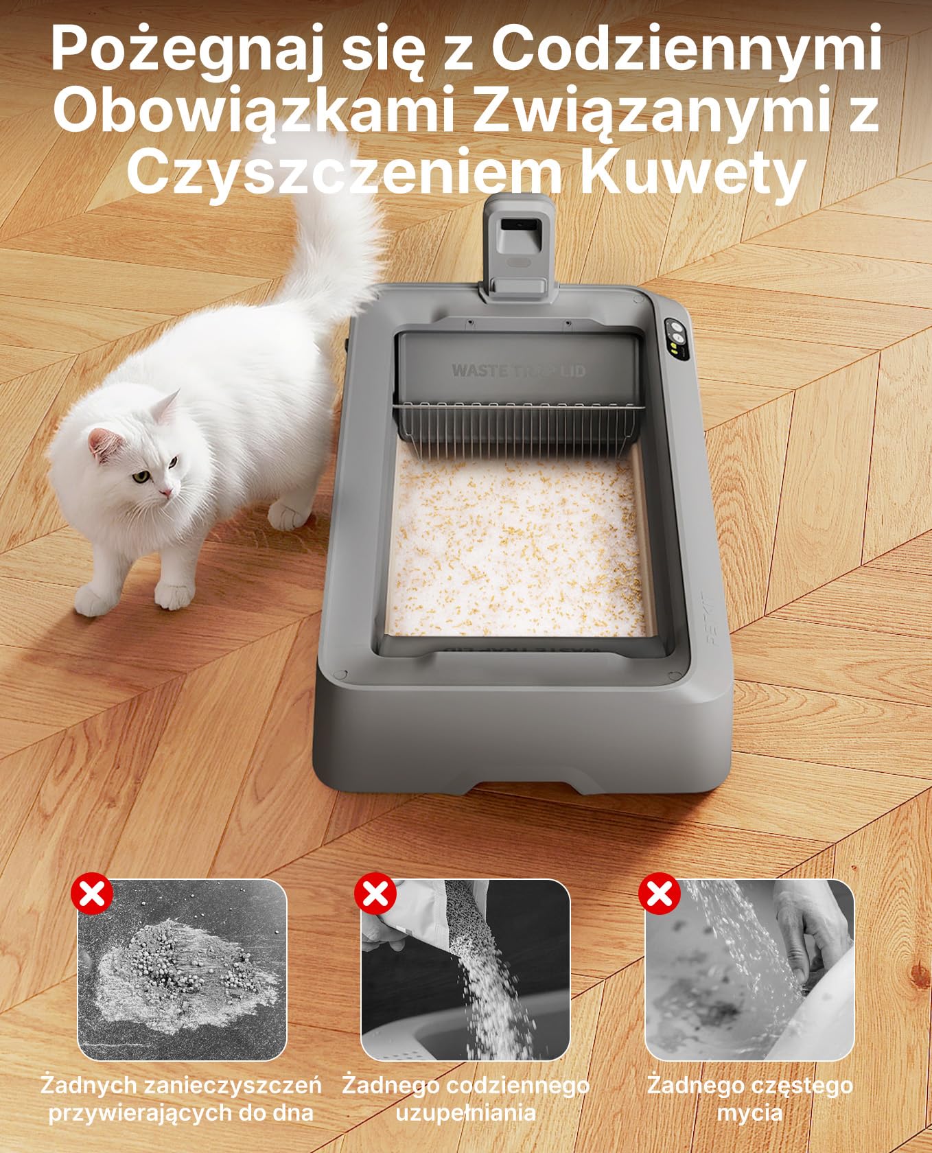 PETKIT Zestaw do Krystaliczny Żwirek dla Kotów, Monitor Moczu, do PUROBOT CRYSTAL DUO Samoczyszcząca Kuweta dla Kotów, Podwójne Zbieranie Odpadów, Wymienna Tacka, Kontrola Zapachów, 4 Sztuki
