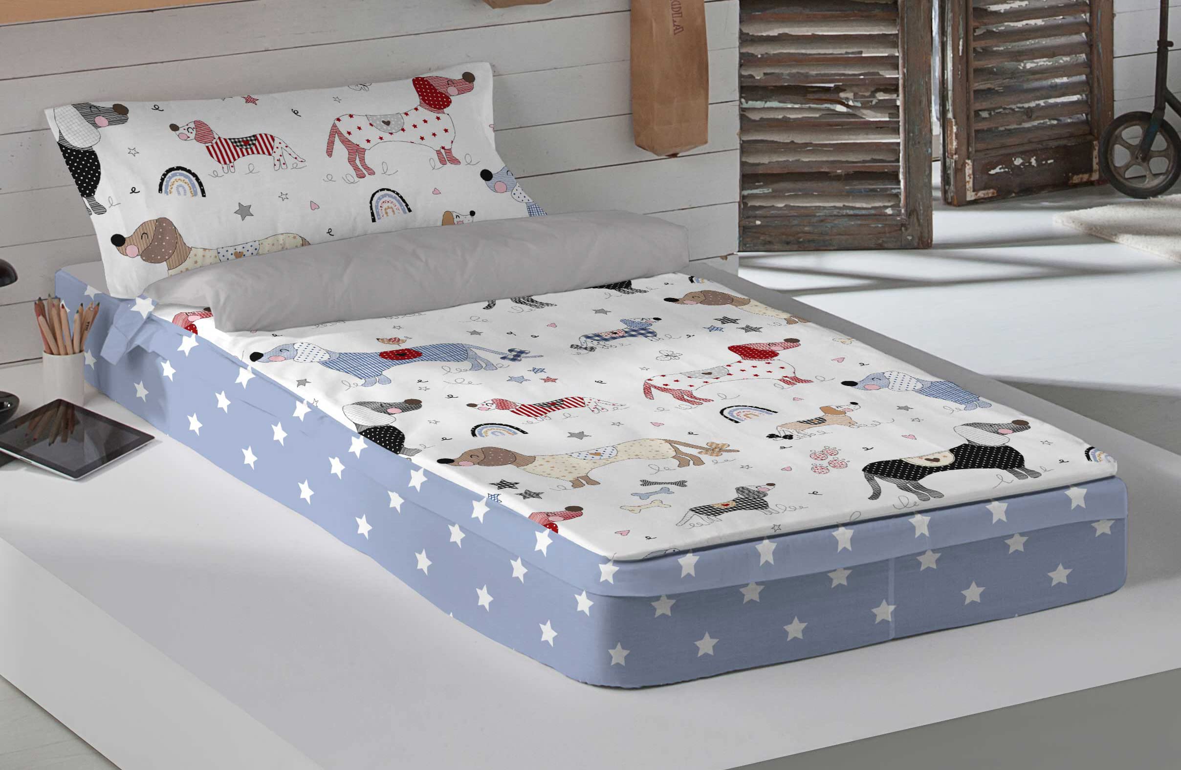 COOL KIDS Saco nórdico sin Relleno Doggy Patch Cama 90