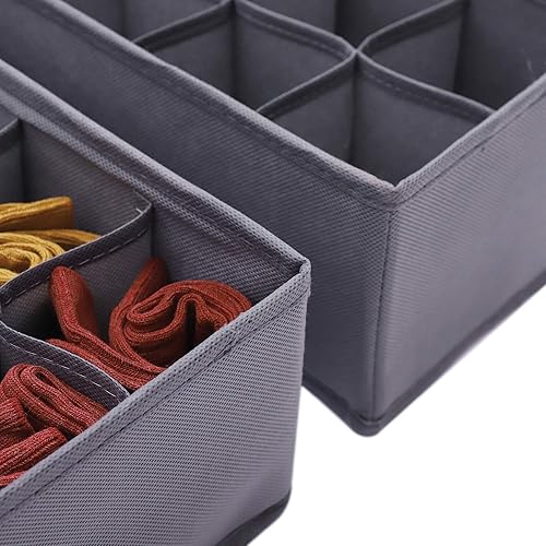 Miniatura 5 de DIOMMELL Paquete de 6 cajas de almacenamiento de tela plegables para armario, aparador, cajón, cestas de tela, contenedores divisores para ropa,