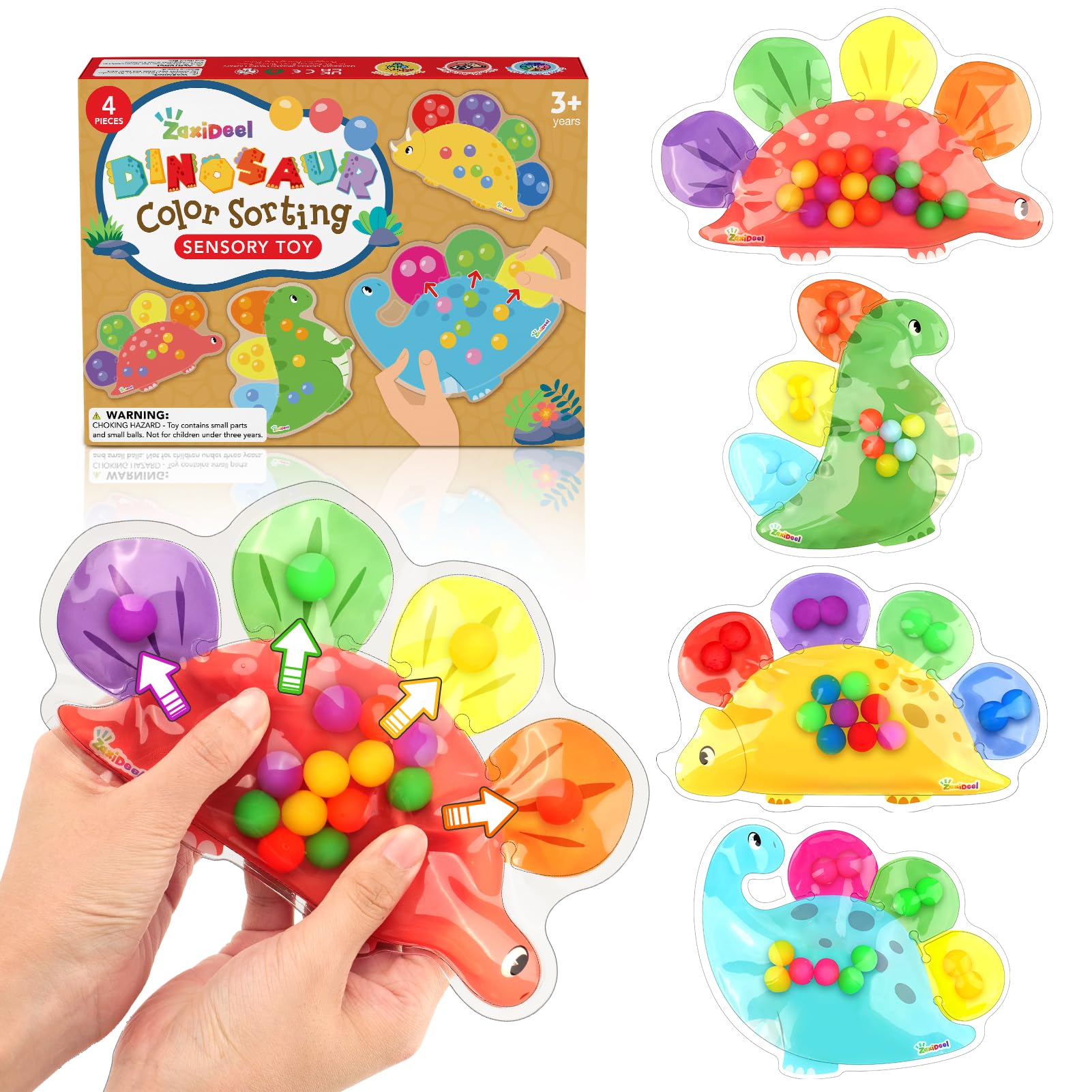 ZaxiDeel Dinosaur Sensory Toys for Toddler Kids : Easter Basket Stuffers Gift Quiet Fidget for Classroom, Montessori Preschool Learning Activities Calm Down Travel Toys for Kids Ages 3 4 5
