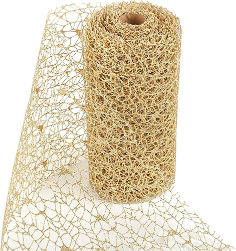 Miniatura 3 de LEMESO Deco - Cinta de malla dorada de Navidad, 30 pies de árbol metálico, guirnalda brillante para coronas, árbol de Navidad, envoltura de regalos