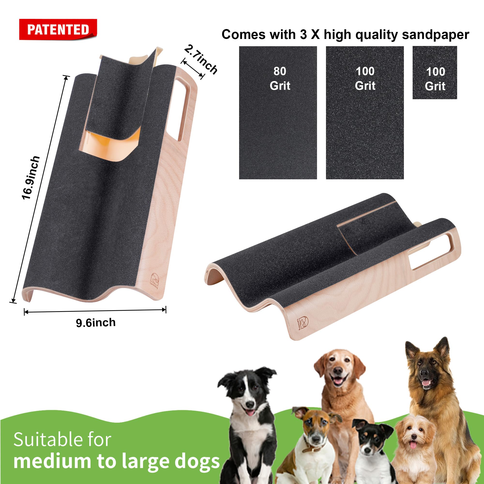 LovIntry M-Shaped Dog Scratch Pad for Nails with Treat Box, Dog