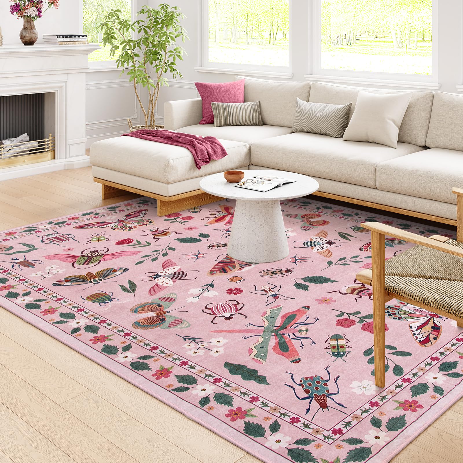 Lahome Insect Washable Rugs 8x10, Soft 8x10 Rugs for Living Room Dining  Room Ultra-Thin, Non-Slip Bedroom Rug Large Carpet Non-Shedding Accent Rug