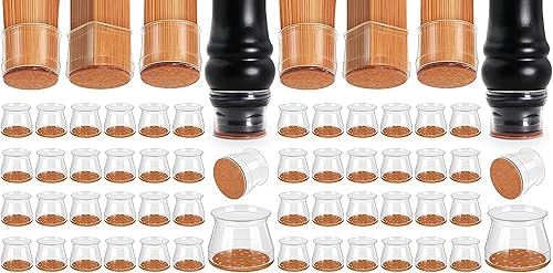 Juntos ahorran un 20% Paquete de 24 protectores grandes transparentes y 24 protectores pequeños de madera dura para patas de silla de piso