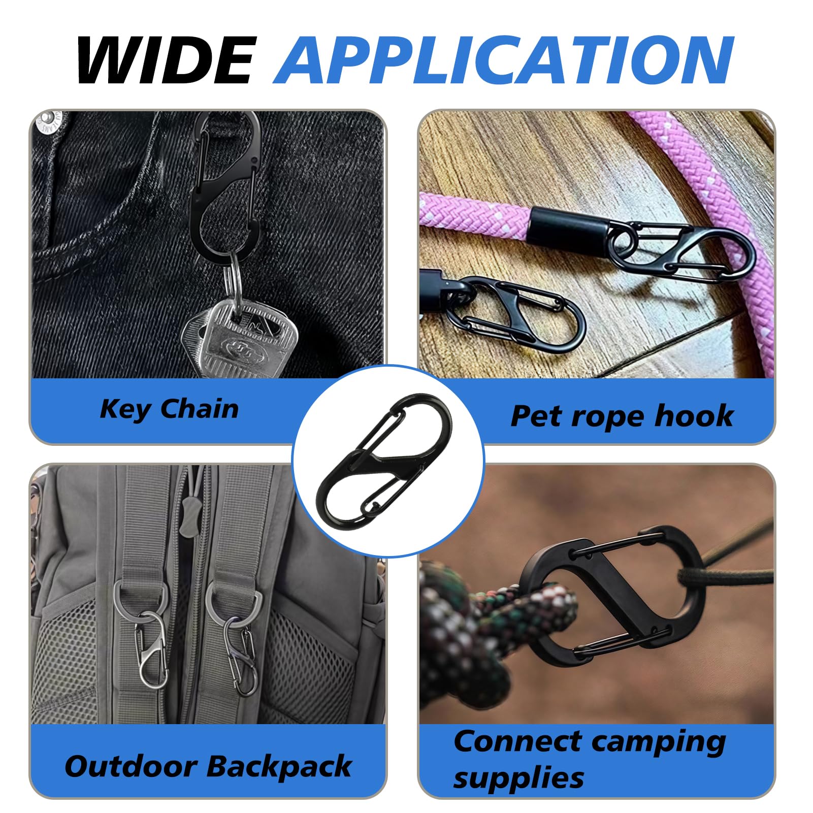 20 PCS S Shape Carabiner Metal S Shape De S 40mm, Mousqueton Porte-Clé, Double Ressort, Mousqueton Noir, Idéal pour Sac à Dos, Voyage | Leroy Merlin 20 PCS S Shape Carabiner Metal S Shape De S 40mm, Mousqueton Porte-Clé, Double Ressort, Mousqueton Noir, Idéal pour Sac à Dos, Voyage | Leroy Merlin