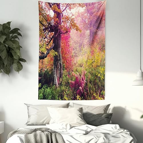 Miniatura 197 de Ambesonne Tapiz gótico, patio con hiedra encantada en la puerta antigua al bosque, colgante de pared ancho para dormitorio, sala de estar, 2-Verde