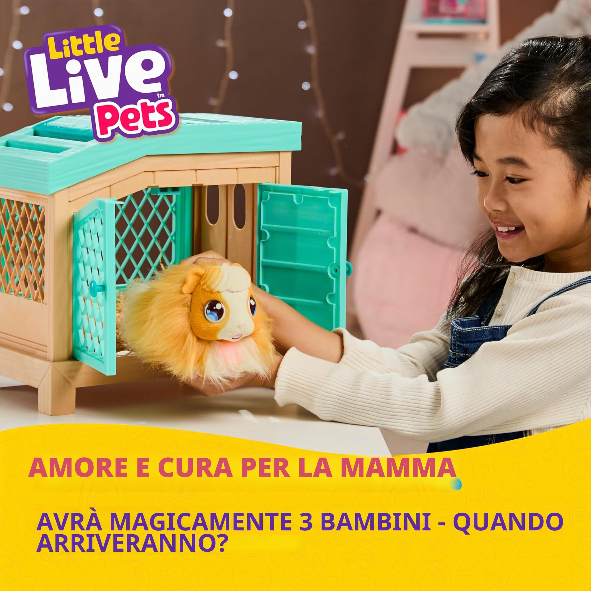 Little Live Pets Mama Guinea Pig and Hutch 26410 Interactive Toy 20+ Sounds Ages 4+