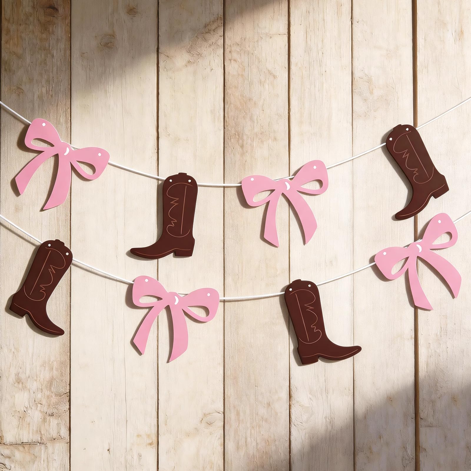 Cowboy Party Decorations - 2m Western Theme Banner with Pink Cowboy Boots Design, Easy Hang Party Decor for Adult Western Parties(8 Cards in Total)