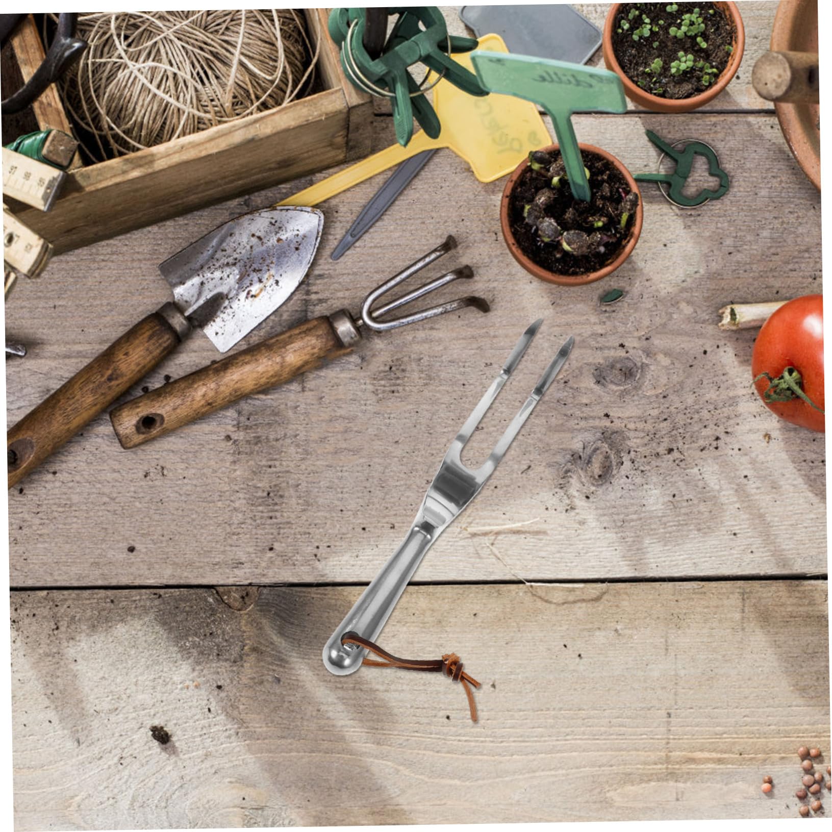 NUOBESTY 5 Teilige Rechen Für Rasen Gartenarbeit Hand Mini Picker Gartengeräte Heckenrechen Landschaftsbau Unkrautstecher Pflanzrechen Gartengrubber Kleiner Rechen Silber