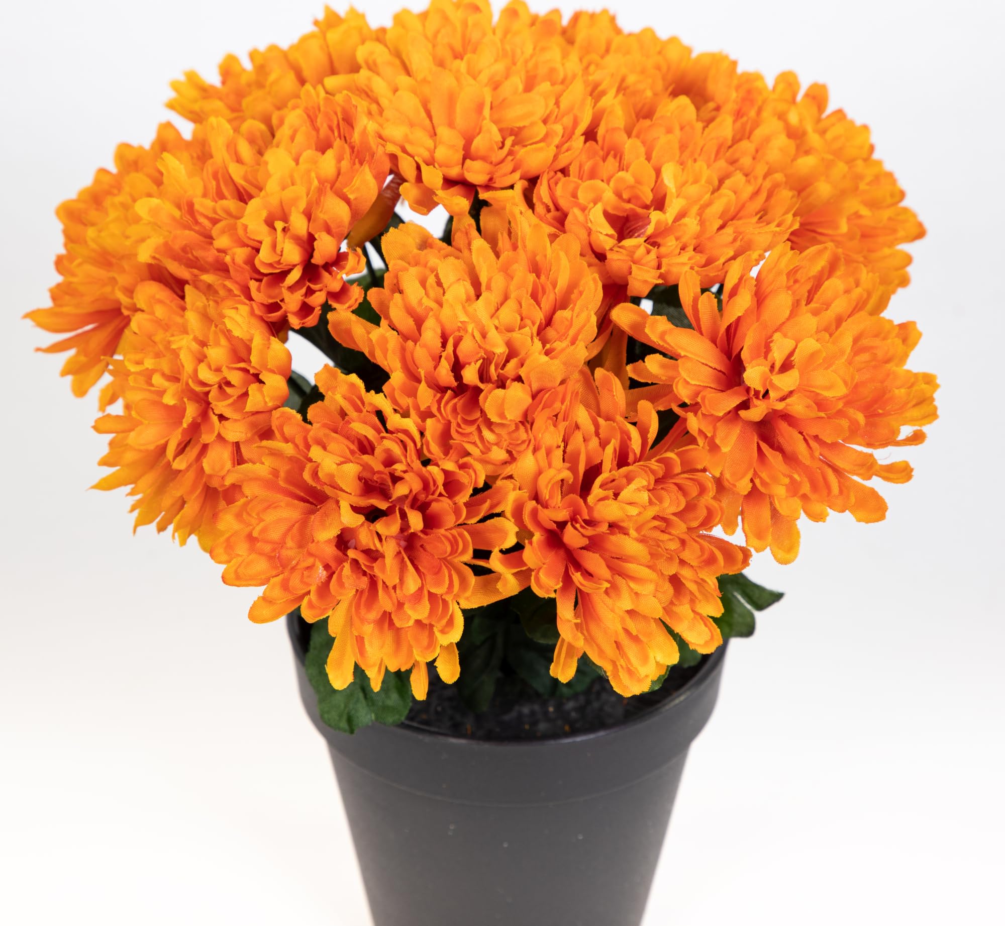 Seidenblumen Roß Chrysantheme 26cm orange im Topf DP Kunstpflanzen künstliche Pflanzen Blumen Kunstblumen