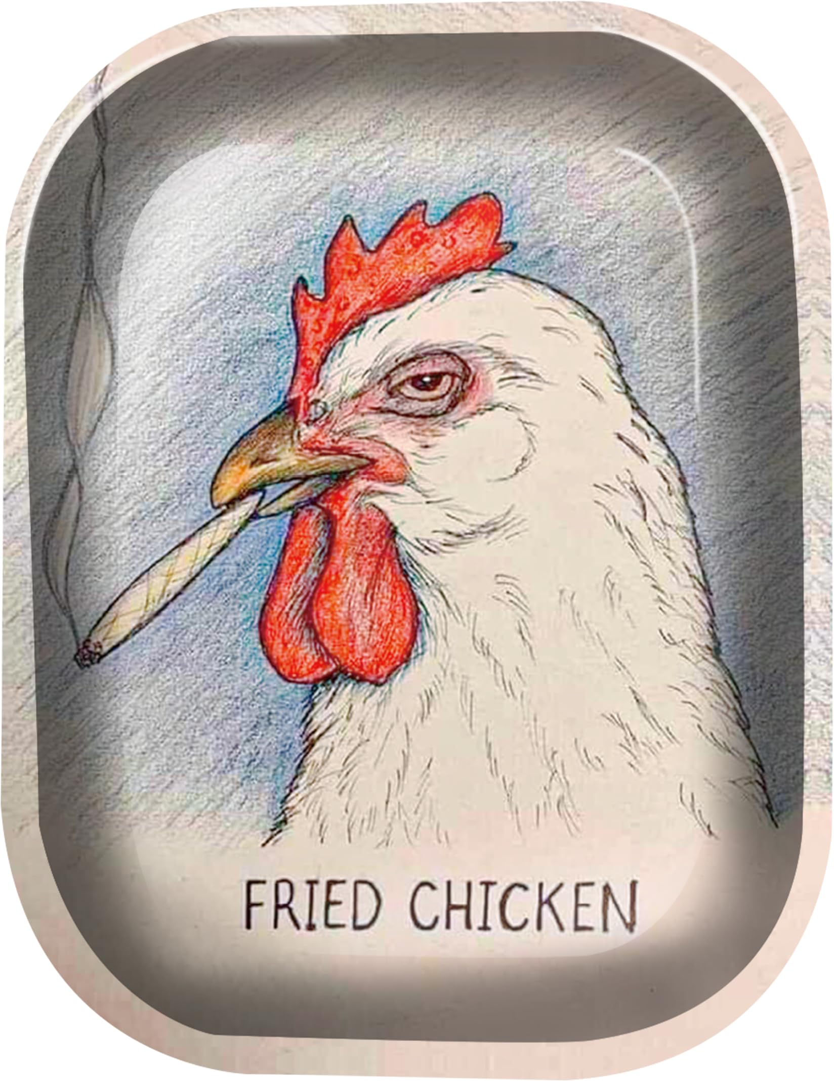 Fried Chicken Tobacco Rolling Tray - 7" X 5" Cigarette Smoking Accessories Trays for Men and Women - Unique Funny Cool Unisex Metal Design Raw Tobacco Small Roller Plate