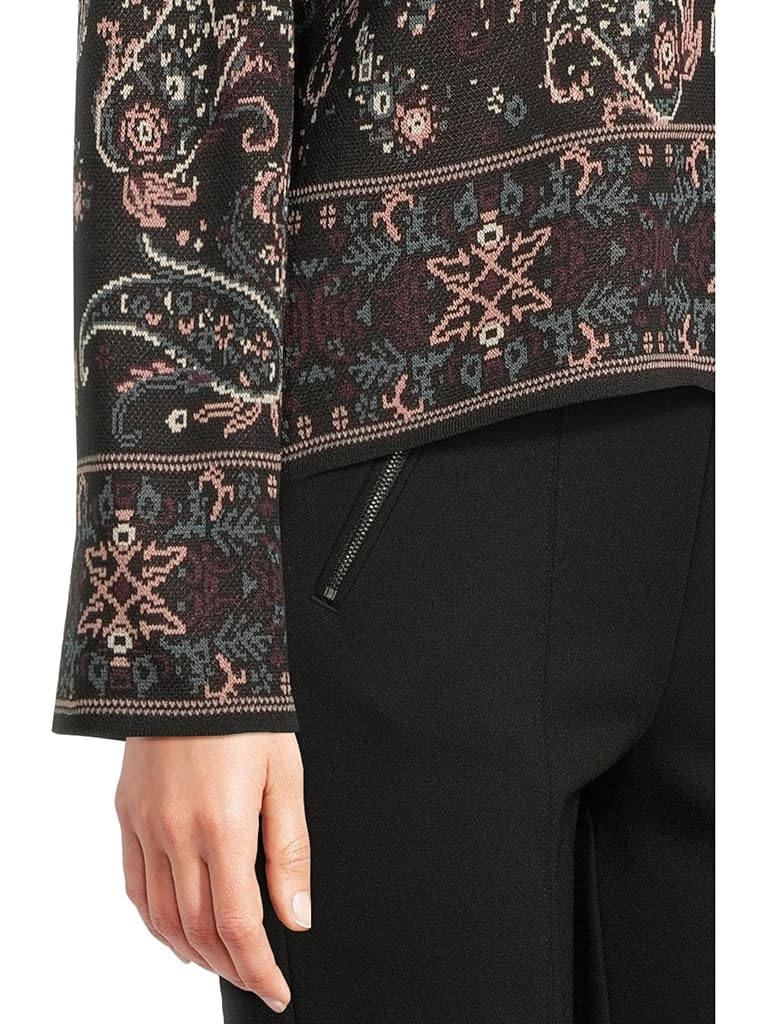 Black Vince Camuto Festival Paisley Crew Neck Sweater