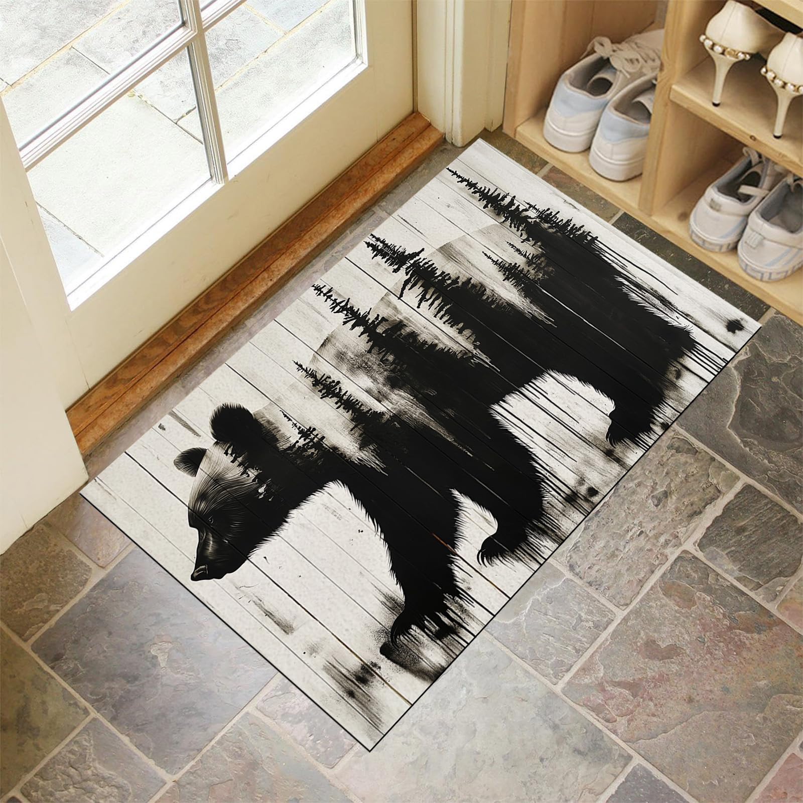 Tapis de porte extérieur imperméable 90x150 paillasson grand couloir robuste
