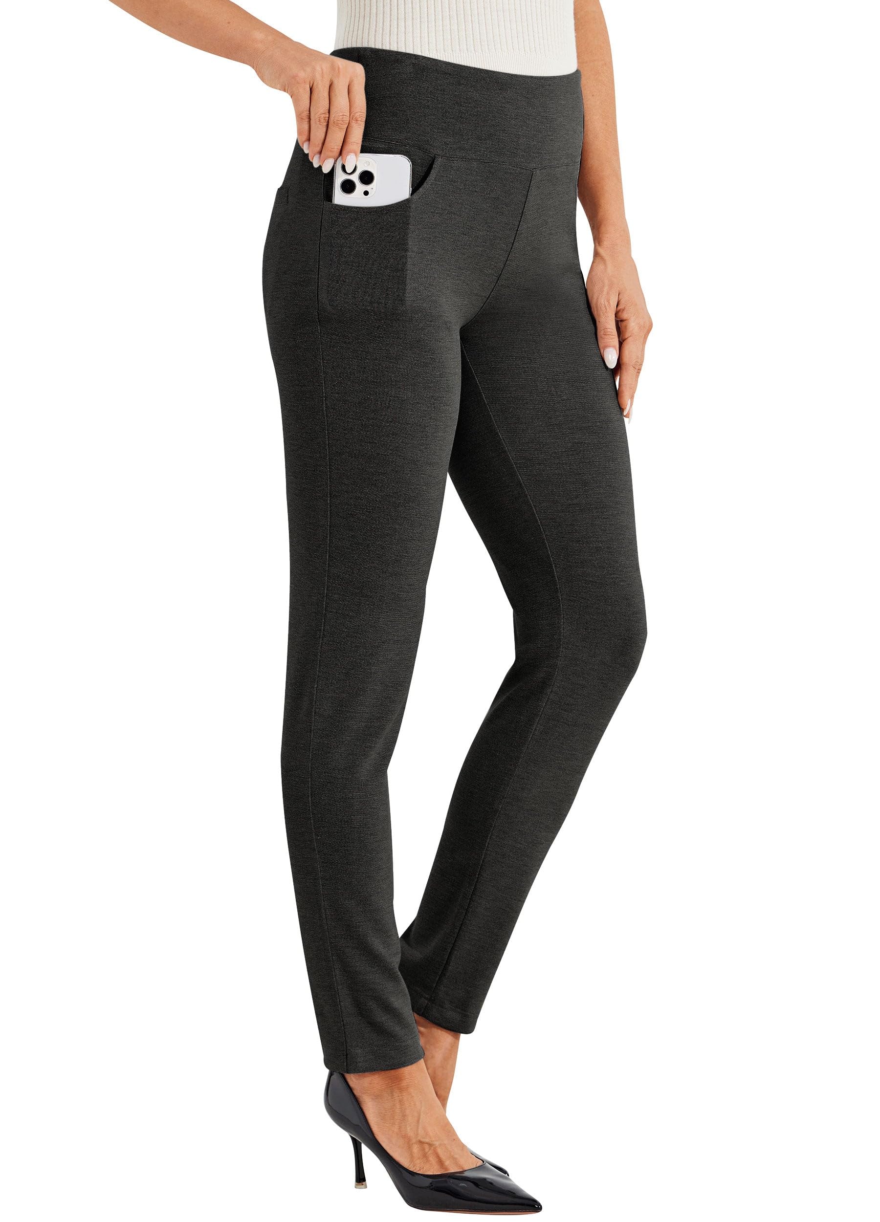 Willit Women's Yoga Dress Pants Skinny Stretch Work Slacks Slim High Waist Casual Pants Petite/Regular 4 Pockets 28"/30"