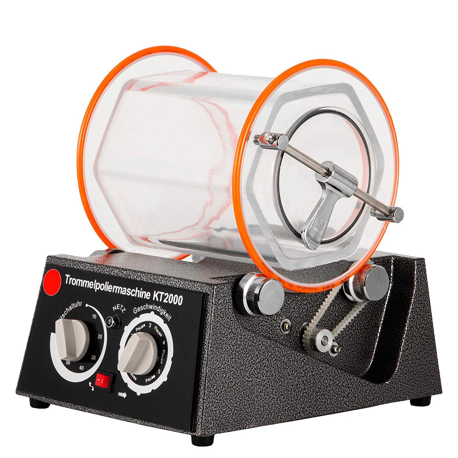 Poliertrommel Aus Zähem Polycarbonat 5 Kg, Rotary Tumbler Oberflächenpolierer 60 W, Schmuck Polieren, Dreh-Tumble Labor Kugelmühle, Rutschfest, Stabil Für Magnesiumlegierungsmaterialien