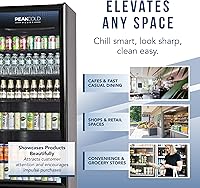 Vista 60 de PEAKCOLD+ 2-Door Upright Display Refrigerator - 25.7 Cubic Ft Energy Efficient Black Merchandiser Refrigerator With Glass Doors, White Interior &