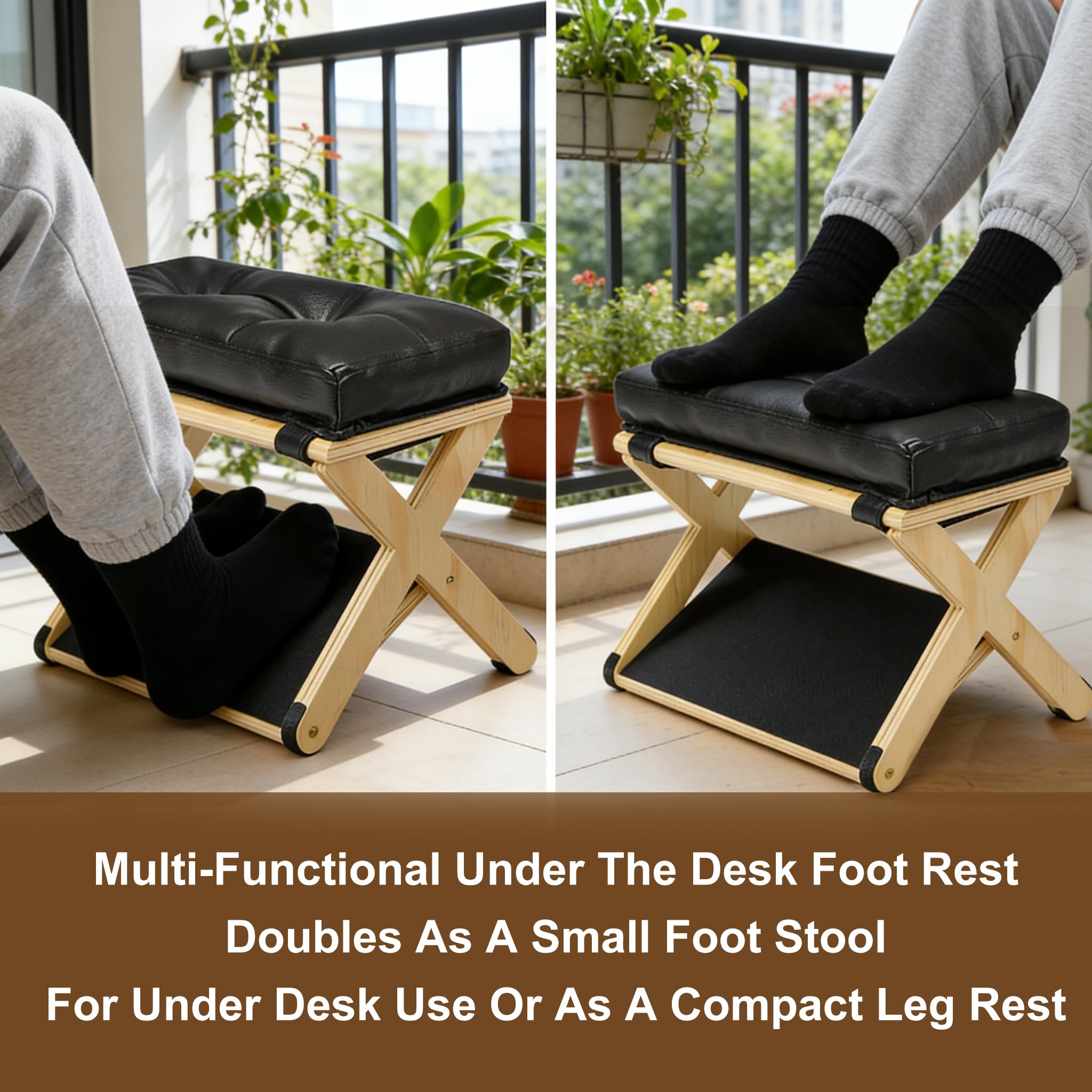 Sgabello Poggiapiedi Ergonomico A Due Livelli Inclinato in Legno Formato Compatto E Resistente Ufficio Casa Appartamento Poggiapiedi da ScrivaniaBlack,13 * 9.1 * 10.06 inch