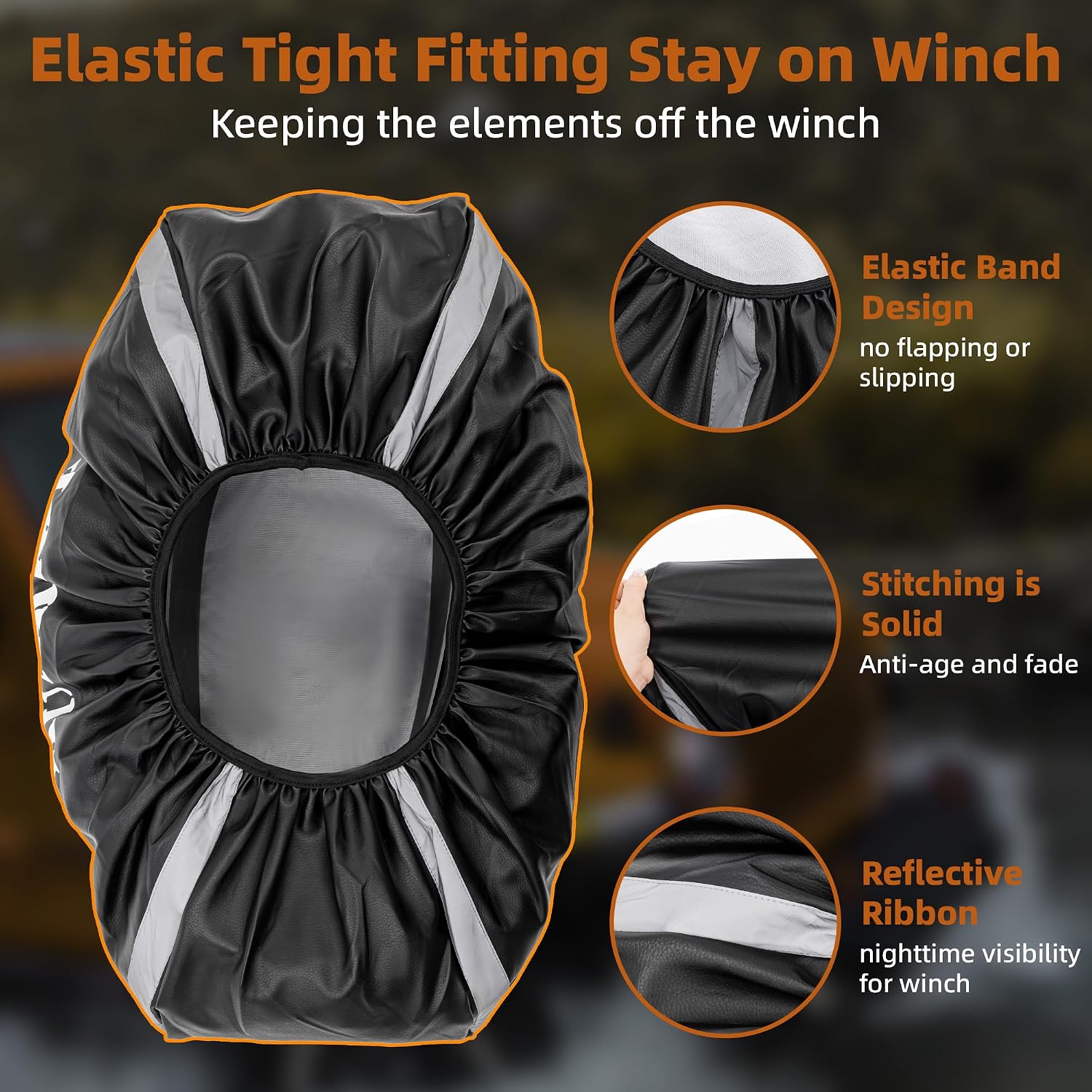 Winch Cover, Heavy Duty Waterproof Cover for 12000-17500lb Winches