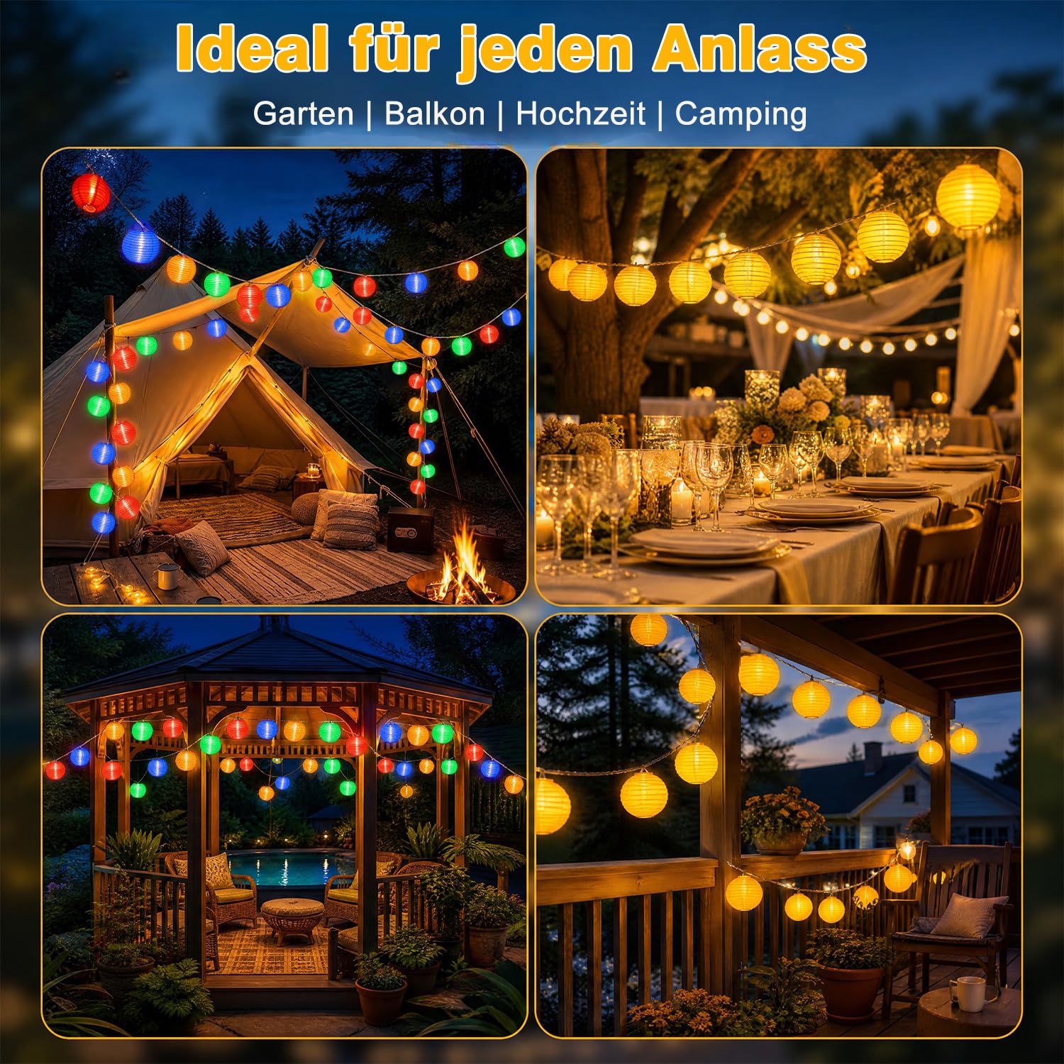 StarryEver 20M LED Lampions Lichterkette Außen Strom, Warmweiß und Bunt 11 Modi Lampion Lichterkette mit Fernbedienung, 80 LED Chinesische Laternen Beleuchtung Lichterketten Draußen für Patio Balkon
