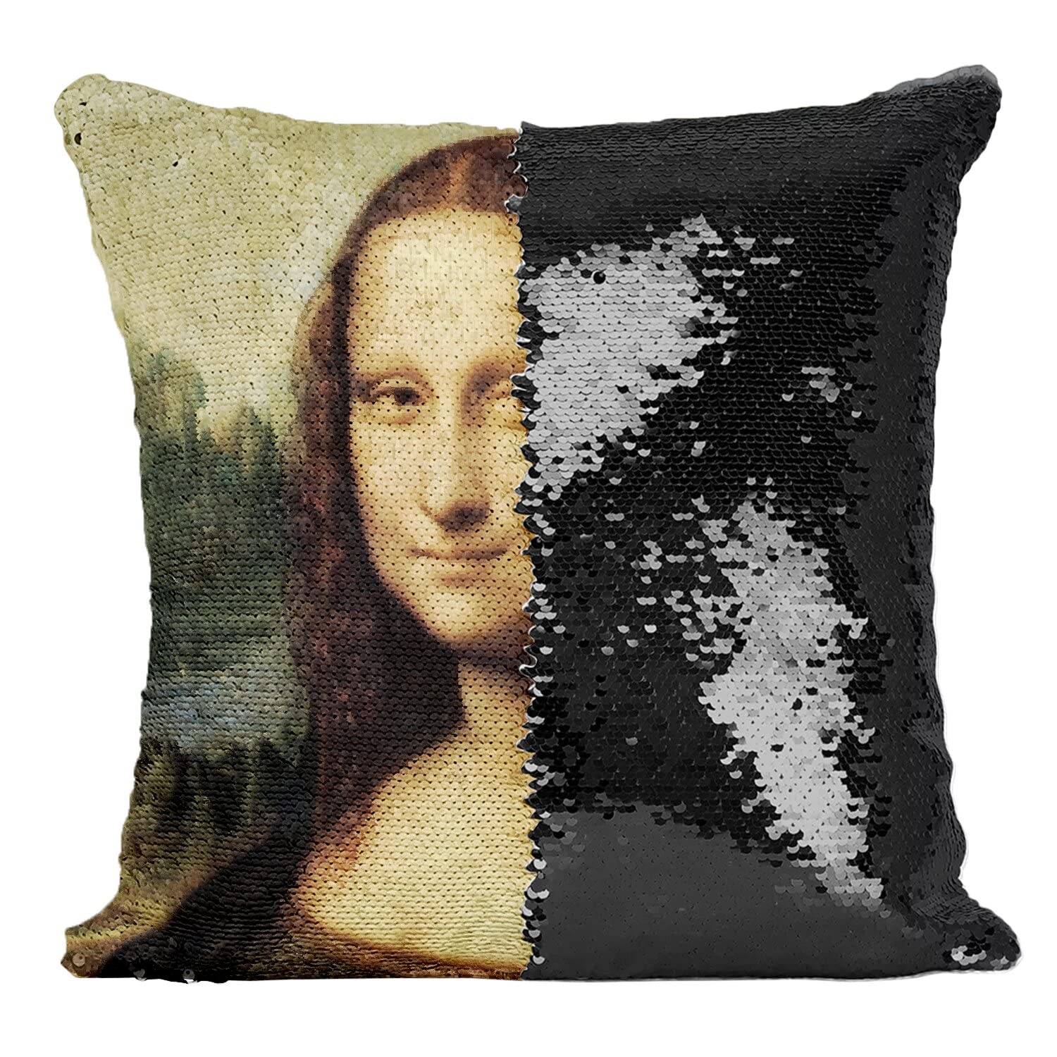 Coussin paillettes noir La Joconde pour sublimer votre fauteuil de lecture