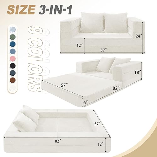 Miniatura 115 de Cama humana gigante para perro, cama 3 en 1 para perro de tamaño humano con funda de piel sintética lavable, cama grande plegable para mascotas con