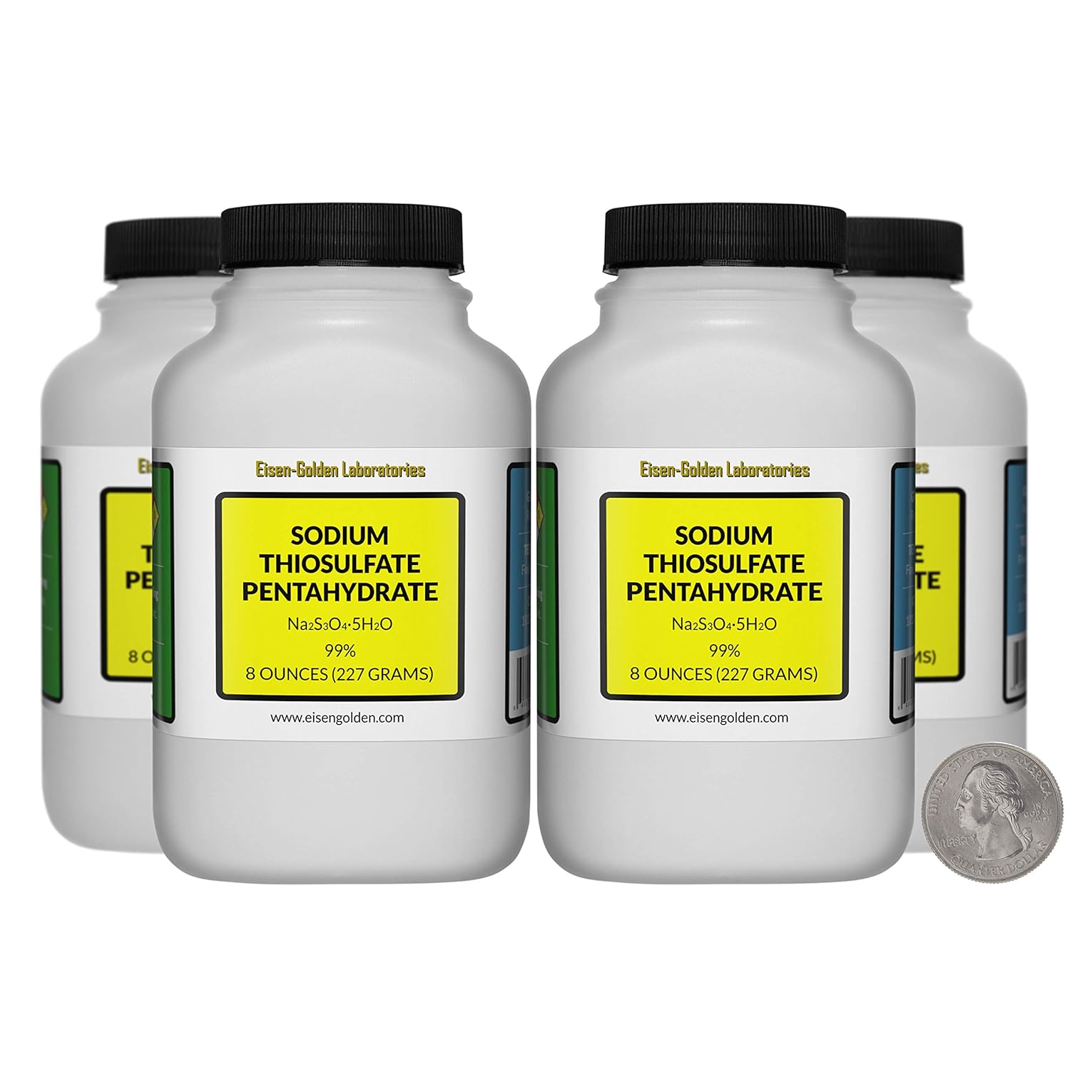 Sodium Thiosulfate Pentahydrate [Na2S3O3.5H2O] 99% AR Grade Powder 2 Lb in 4 Bottles