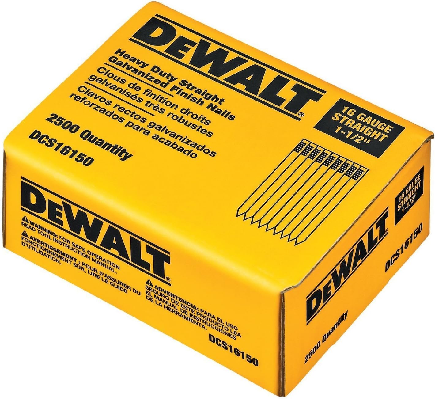 DEWALT DCS16150 6 Pack 1-1/2-Inch by 16 Gauge Finish Nail (2,500 per Box)